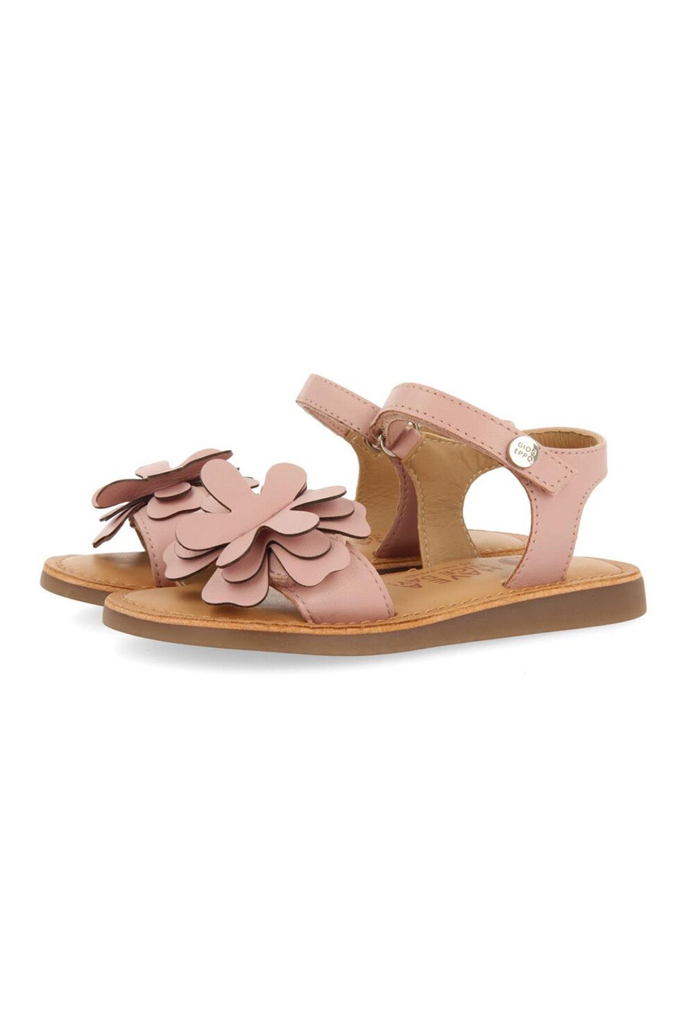 Gioseppo, Sandale de piele cu detalii florale Takilma, Roz prafuit, 29 EU