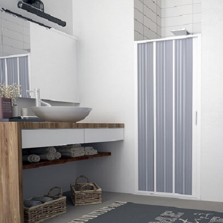 Параван за баня DushZONA, 100-120х185 см, хармоника, обков ПВЦ, бял