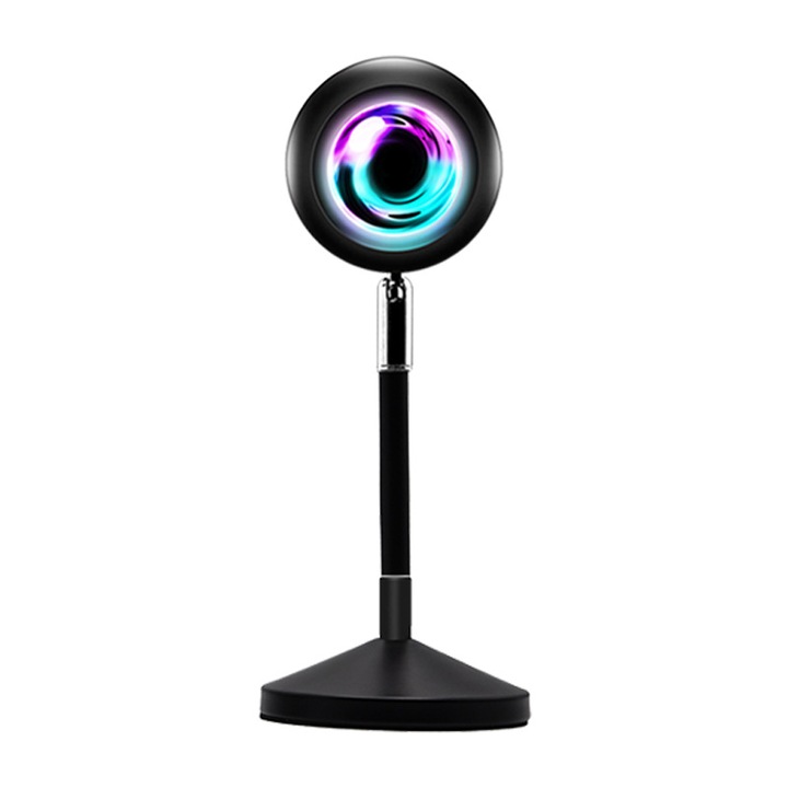 Lampa ambientala RGB, 5W, 16 culori, control prin Aplicatie telefon si telecomanda, cap rotativ 360°, efecte de lumini pentru fotografie si transmisie live, reglabila 240 - 270 mm, YWX, Negru
