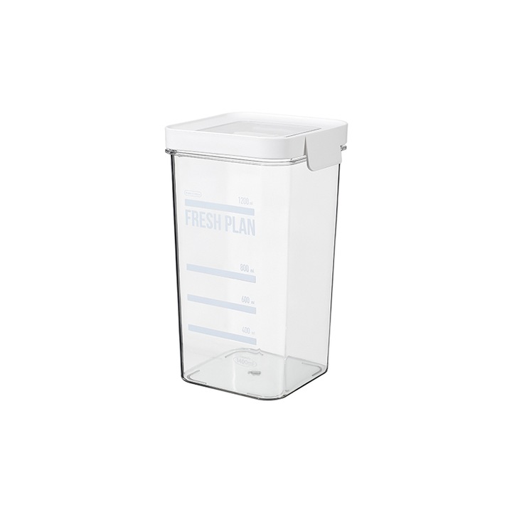 Cutie pentru alimente, Gradata, Transparenta, 1400 ml, 19x10.5x10.5cm