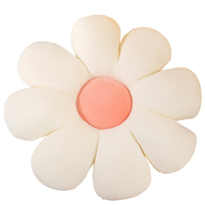 Възглавница за седалка, шарка на цветя, Ronyes®, 38x38 см, бяла