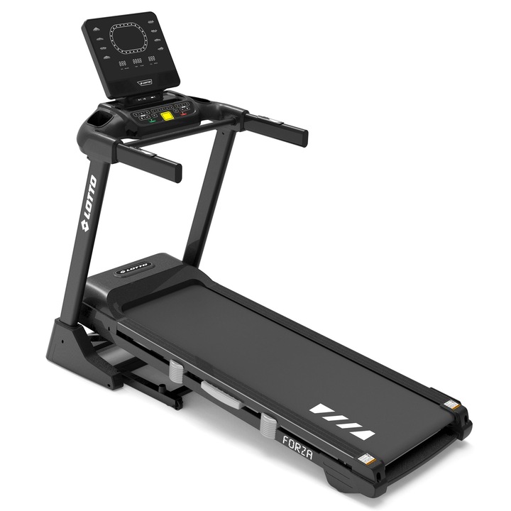 Banda de alergat electrica Lotto Forza, bluetooth Fitshow/Kinomap/Zwift, motor 4.25 CP, inclinare motorizata 15 nivele, greutate maxima utilizator 120 kg, suprafata de alergat 140*48 cm, pliabila