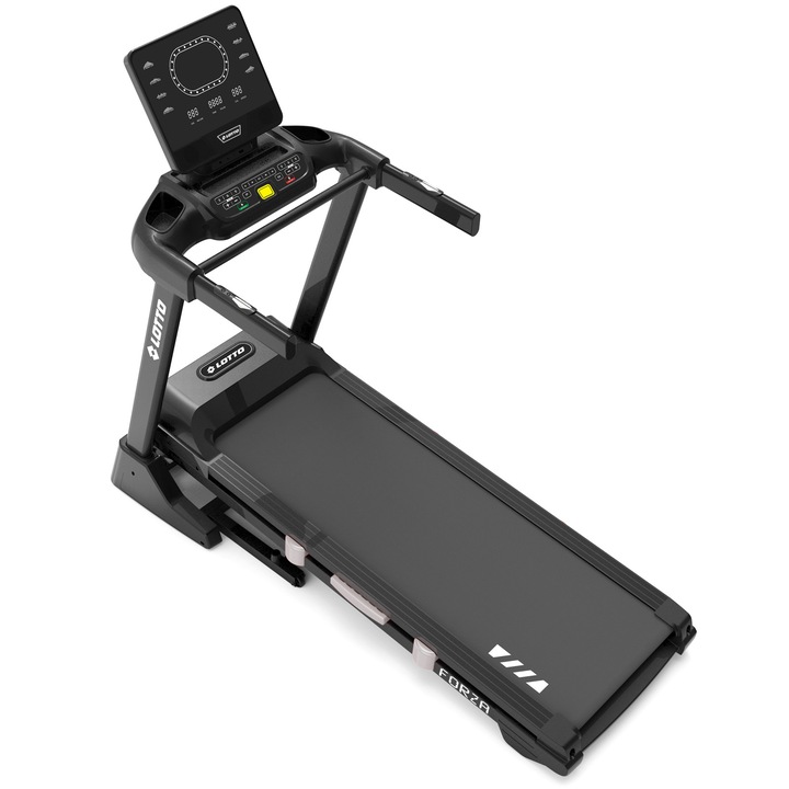 Banda de alergat electrica Lotto Forza, bluetooth Fitshow/Kinomap/Zwift, motor 4.25 CP, inclinare motorizata 15 nivele, greutate maxima utilizator 120 kg, suprafata de alergat 140*48 cm, pliabila
