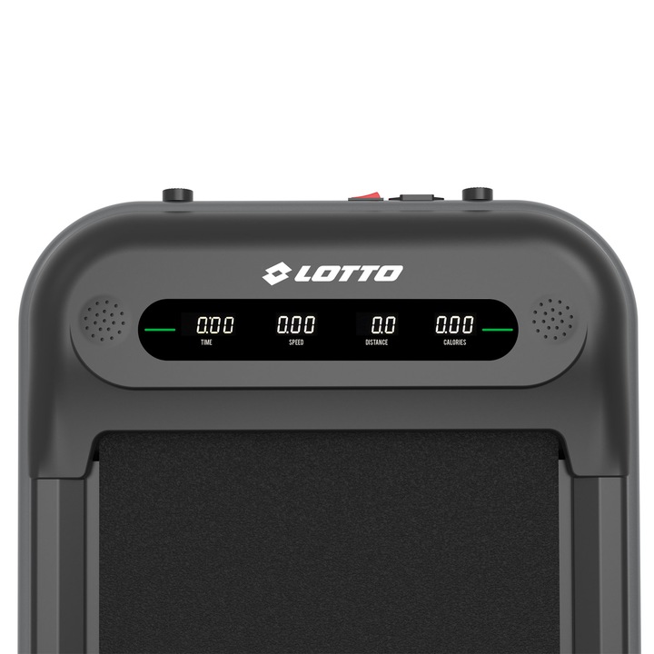 Banda de alergat electrica Lotto Easyrun 100, motor 2.5 CP, greutate maxima utilizator 100 kg, suprafata de alergat 100*40 cm, 100% pliabila, telecomanda pentru reglarea vitezei