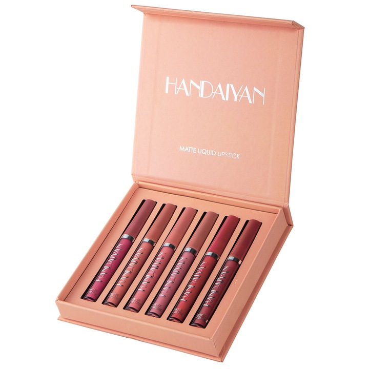 Комплект от 6 устойчиви на пренасяне матови течни червила, Axroad Mall, A, Незалепваща чаша, Не избледняват, Водоустойчиви, 2,5 ml, Много дълготрайни, Лесни за нанасяне и премахване, Многоцветни