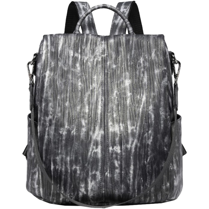 Rucsac pentru dama, convertibil, din piele ecologica, antifurt, Miss Lulu, LG2333, Negru