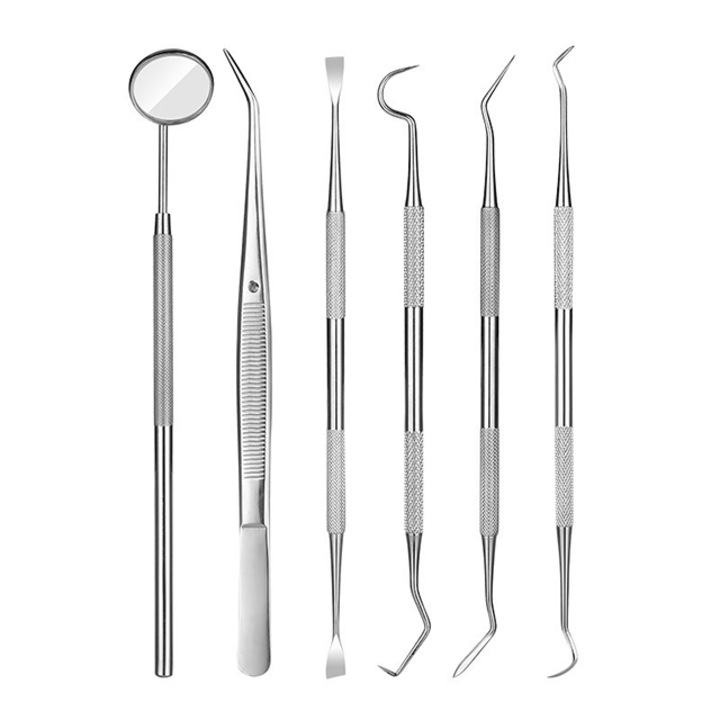 Set 6 instrumente de curatare a dintilor, Notekisskai, Otel inoxidabil, Argintiu