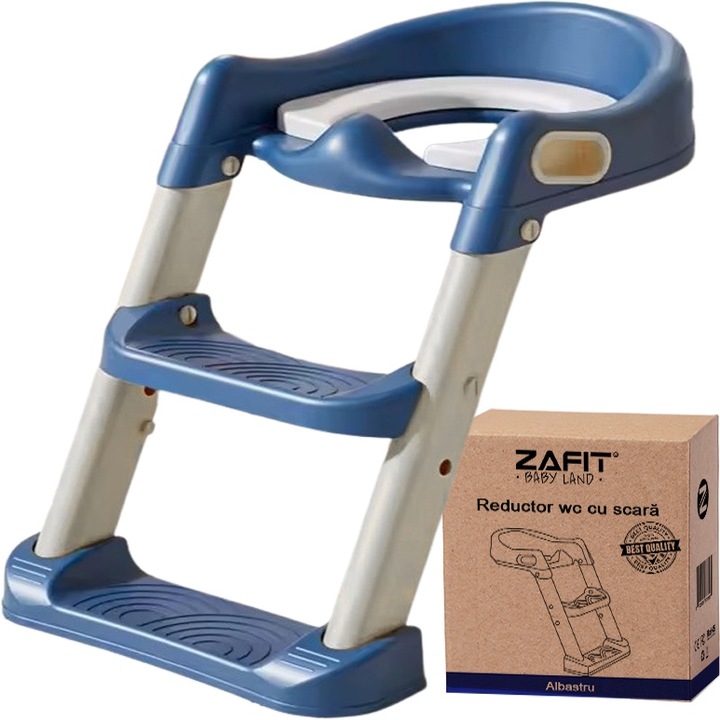 Reductor WC copii cu scara ZAFIT®, Pliabil, Portabil, colac suprafata de siguranta antialunecare, antiderapant, Albastru