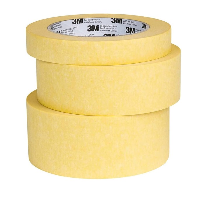 Set 3 bucati banda de mascare 3M, lungime 50 m, latime 19, 38 si 50 mm