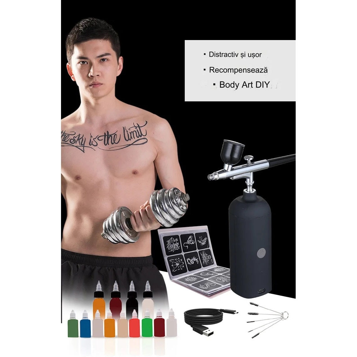 Airbrush Airbrush с преносим компресор, за рисуване на всичко, маникюр ...