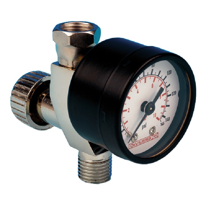 Regulator de presiune aer cu manometru mecanic De Vilbiss, montare pe furtun, cupla 1/4, maxim 11 bar
