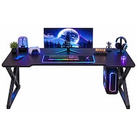 Birou negru pentru gaming de 120 cm, masa pentru gamer 120x60x74 cm, BADU