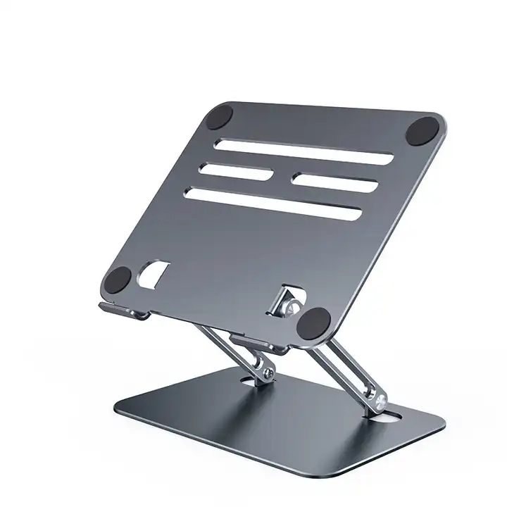 MTP стойка за лаптоп/таблет, Алуминий, регулируем ъгъл на наклон, залепваща повърхност, сгъваема, Space Gray