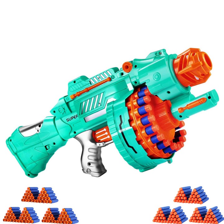 Играчка пистолет, Дунапрен, 200 стрелички, 6-12 години, Многоцветен