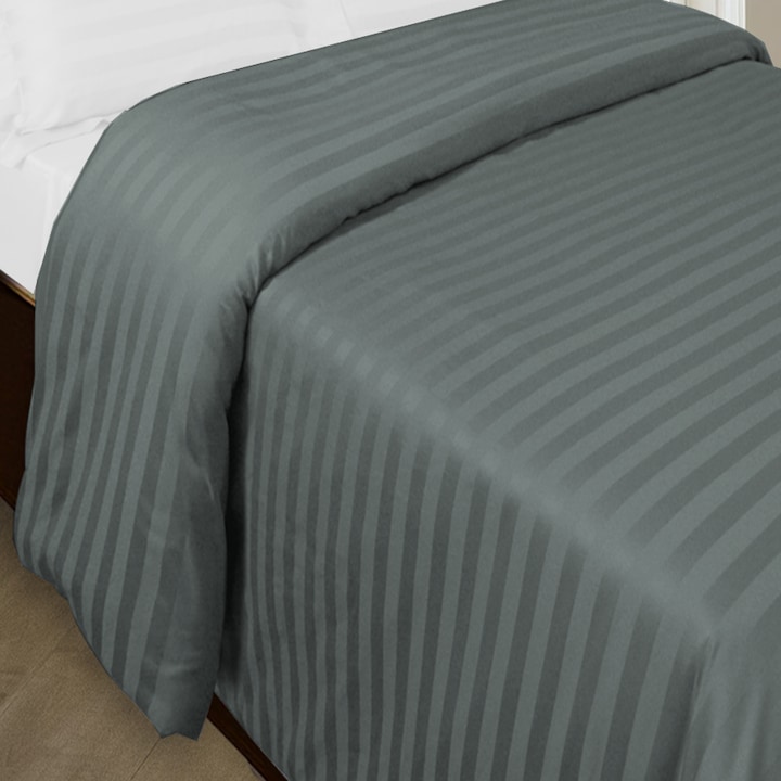 Чаршаф за 2 човека king size Damascus Polycotton райе 1 см, 200 x 230 см, тъмно сив