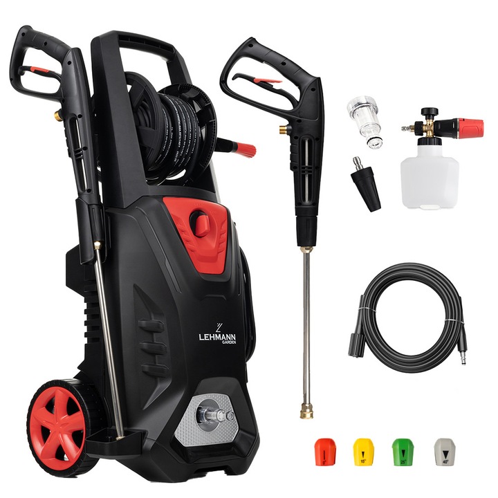 Aparat de spalat cu presiune, Lehmann Colorado, Alimentare La retea, motor de inductie, 3000 W, pompa din alama, 190/300 bar, 492 l/h, Negru/Portocaliu