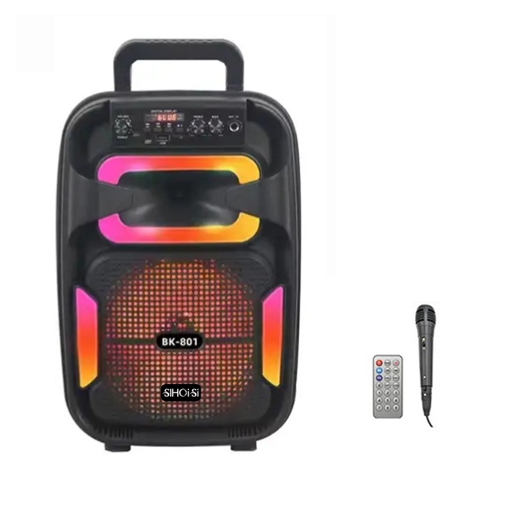 Difuzor Bluetooth, SIHOiSi, portabila, TF, USB, FM, AUX, TWS, 374×248×206mm, Negru