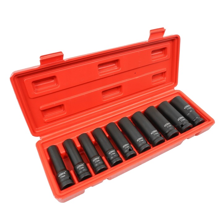 Set chei tubulare impact lungi, 1/2" 10 - 24 mm, 10 piese, Verke
