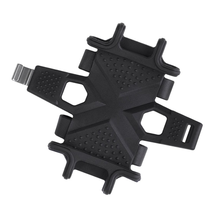 Suport Pentru Telefon De Bicicleta, Powerbank, Montaj Usor, Posibilitate De Montaj Vertical Si Orizontal, Compatibil Cu Telefoane De Pana La 6", Silicon Elastic, Confortabil Si Sigur In Timpul Mersului, Negru