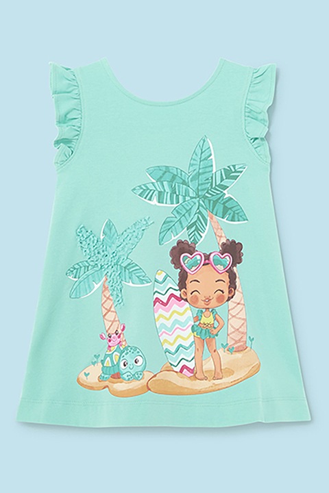 Mayoral, Рокля без ръкави с щампа, Ментово зелено