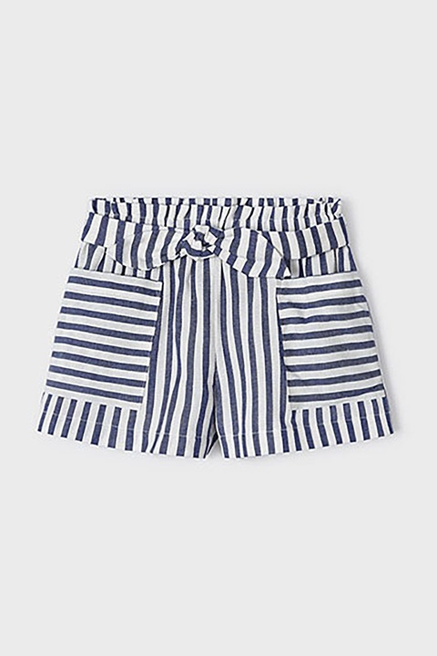 Mayoral, Pantaloni scurti in dungi cu o centura elastica, Alb/Bleumarin