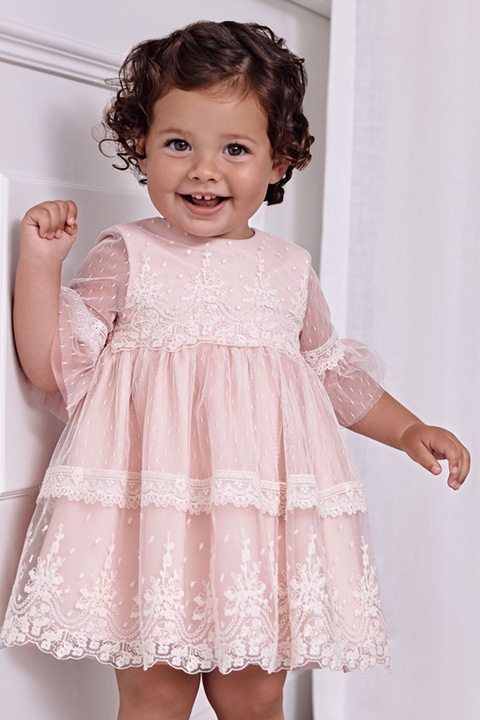 Abel & Lula, Rochie evazata din tul, Roz pal