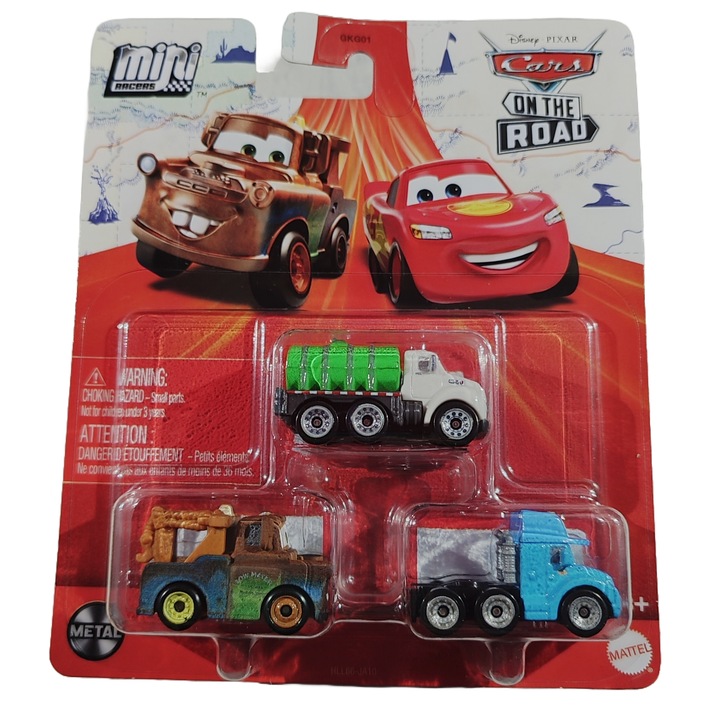 Комплект от 3 метални мини колички под налягане, Disney Cars 3, Bucsa, Erin Kindafast, Grey