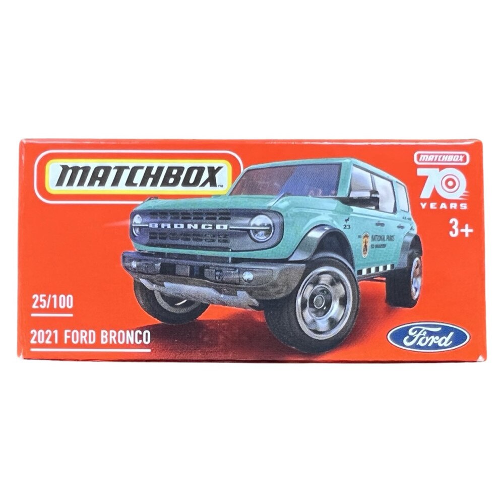 Количка за игра Matchbox Diecast Car, 2021 Ford Bronco, 70th ...