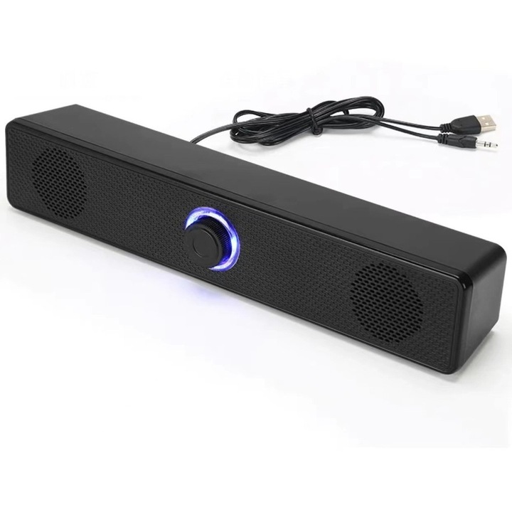 Soundbar játék, Bluetooth 5.0, RGB, 6 W, USB, 3,5 mm-es csatlakozó, fekete