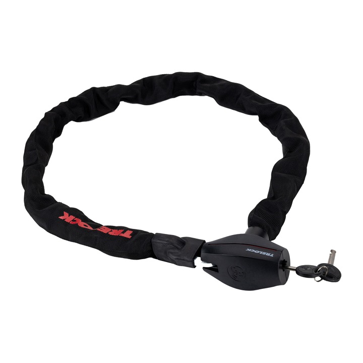 Lant de blocare bicicleta, Trelock, Otel, Cu cheie, Negru