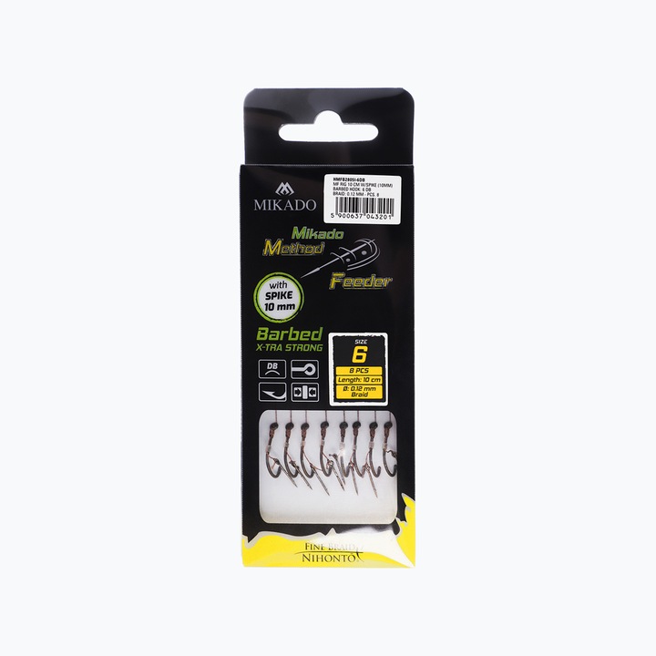 Set carlig ghimpat, Mikado, maro, 0.12 mm / 10 cm, 8 buc