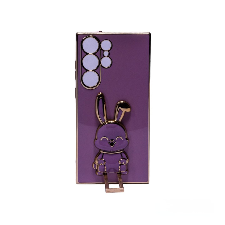 Tok 3D nyúl támogatással Samsung Galaxy S23 Ultra, TPU, Lux Case, Agora, Lila készülékekhez