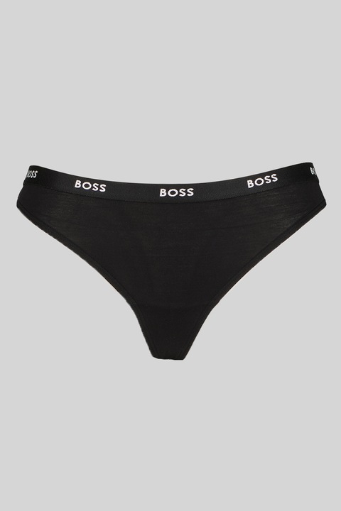BOSS, Chiloti tanga cu banda logo, Negru