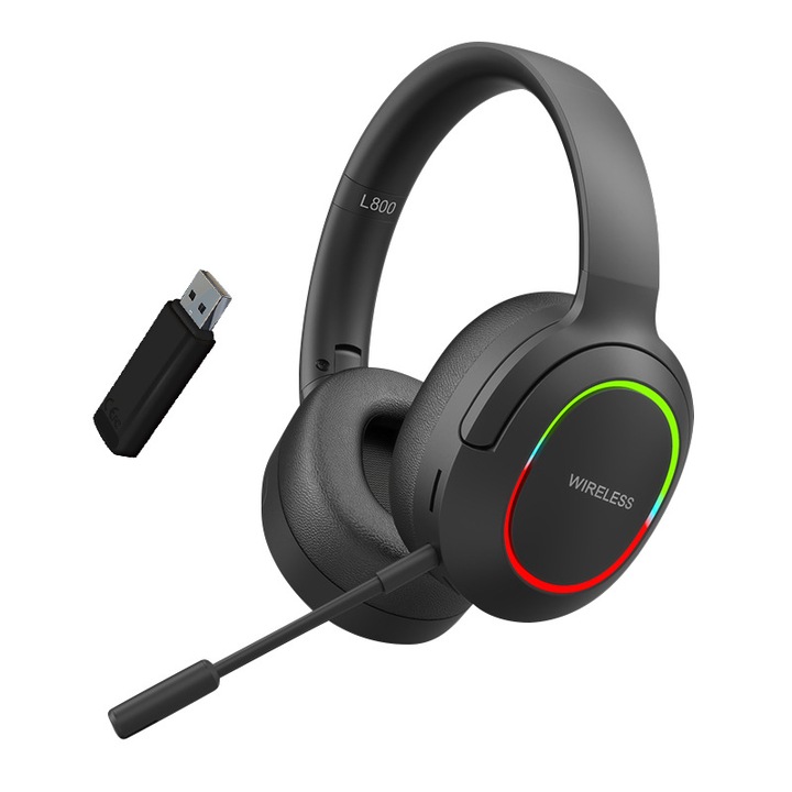 Аудио слушалки, Bluetooth 5.1, с подвижен микрофон, шумопотискане, стерео, сгъваеми, безжични, Черни