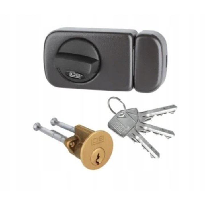 Zavor LOB TB51, grafit, set complet cu cilindru si 3 chei, pentru usi de 32-64mm