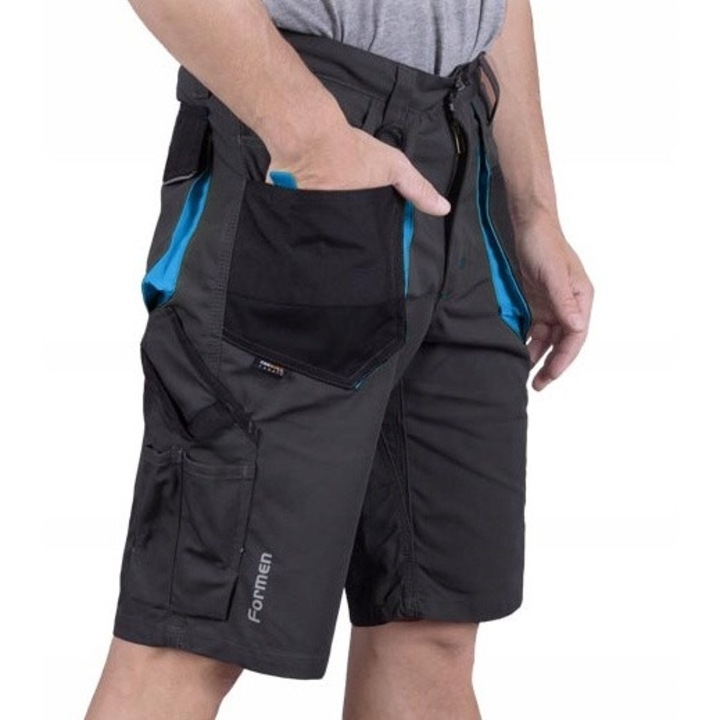 Pantaloni scurti de lucru, Leber Hollman, Poliester/Bumbac, Negru/Albastru, M