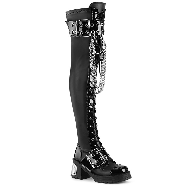 Cizme Bratty, Demonia, Piele ecologica, Negru, 36 EU