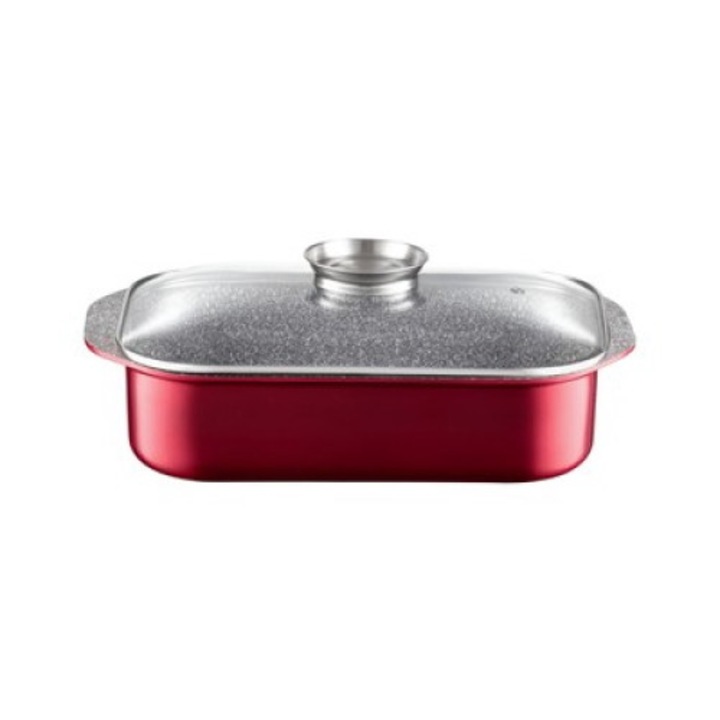 Tava pentru cuptor, Name, 40.5x25.5cm, Rosu/Gri