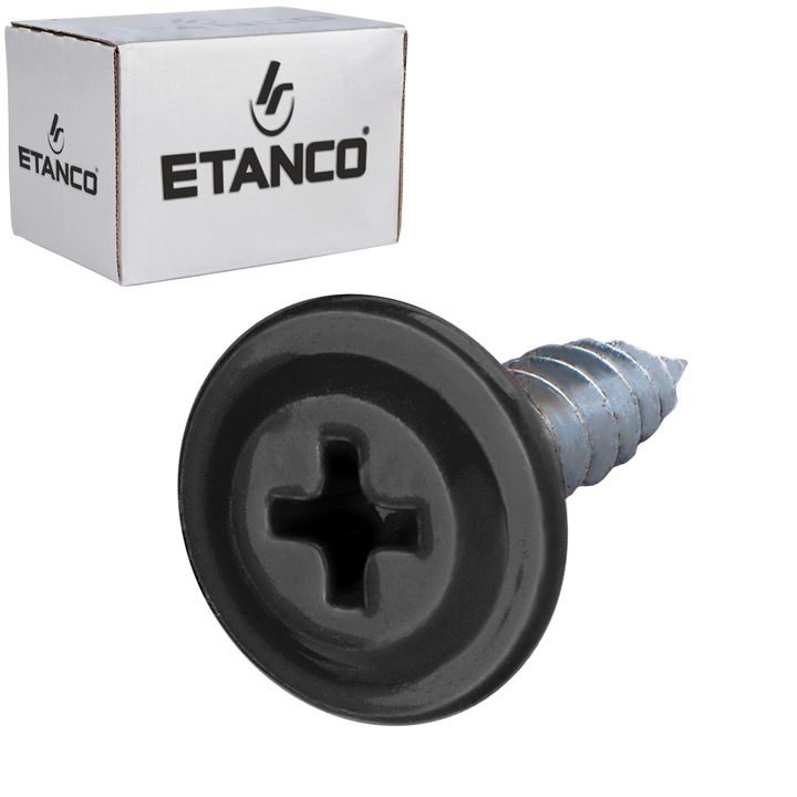 Set 250 Suruburi autofiletante 4,2x16mm RAL 9005, cu saiba, pentru tabla si lemn, Etanco GM-S