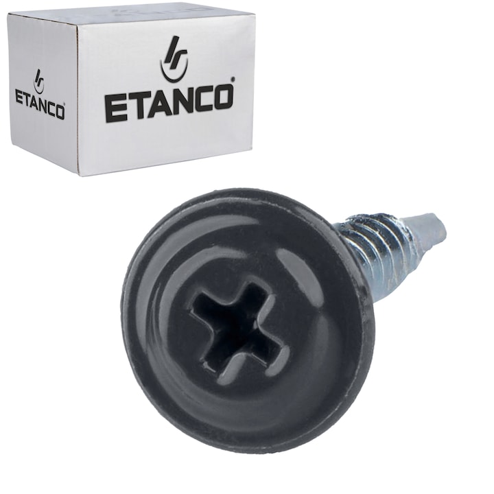 Set 250 Suruburi autoforante 4,2x13 mm, RAL 7016, cu saiba, pentru tabla si metal, Etanco GM-B