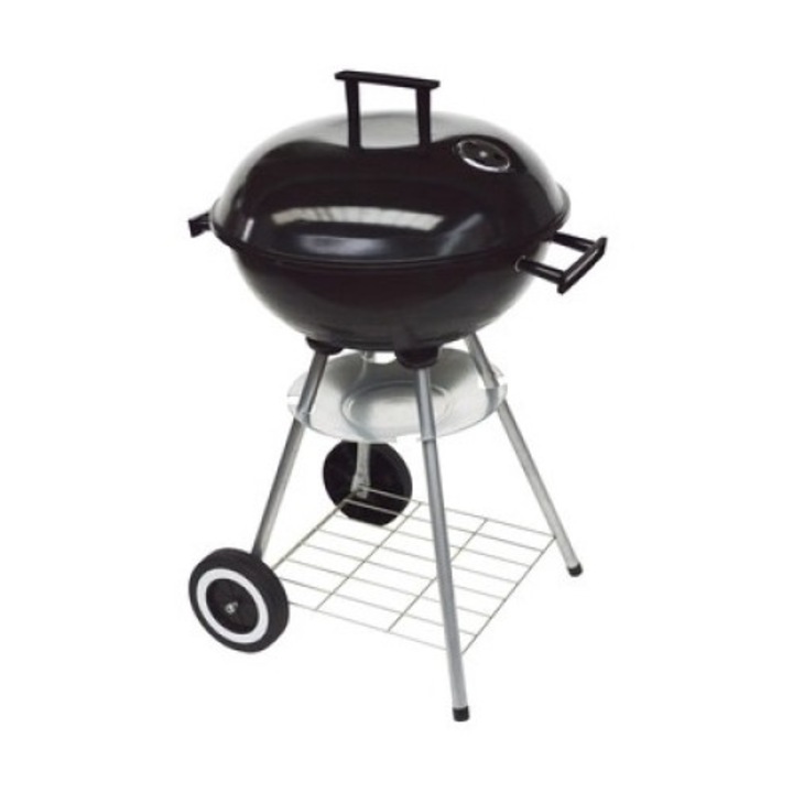 Кръгла скара на дървени въглища, стомана, 44 x 48 x 72 см, черна