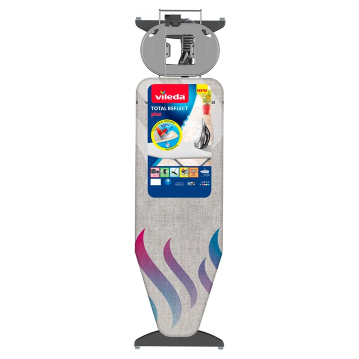 Дъска за гладене, Vileda, 130 x 44 см, многоцветна