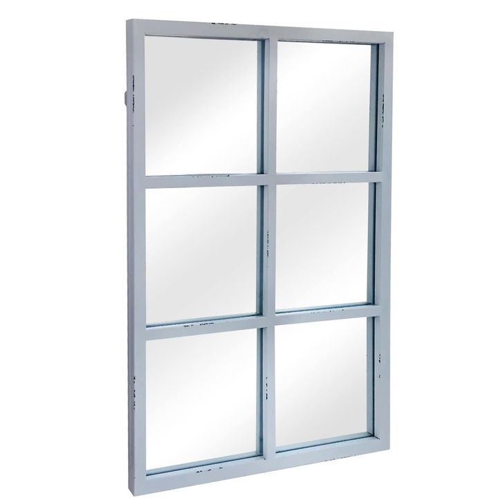 Fali tükör, ablakos farmmodell, téglalapra szerelhető, IRONSMITHN, dekoratív, 93 x 6,5 x 69 cm méret