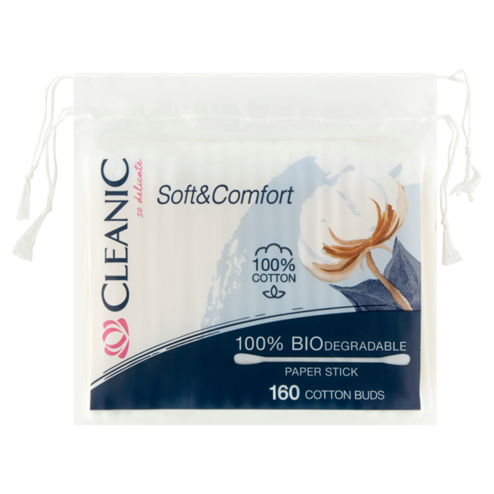 Betisoare de ureche, Cleanic, Bumbac, 100% biodegradabil, 160buc