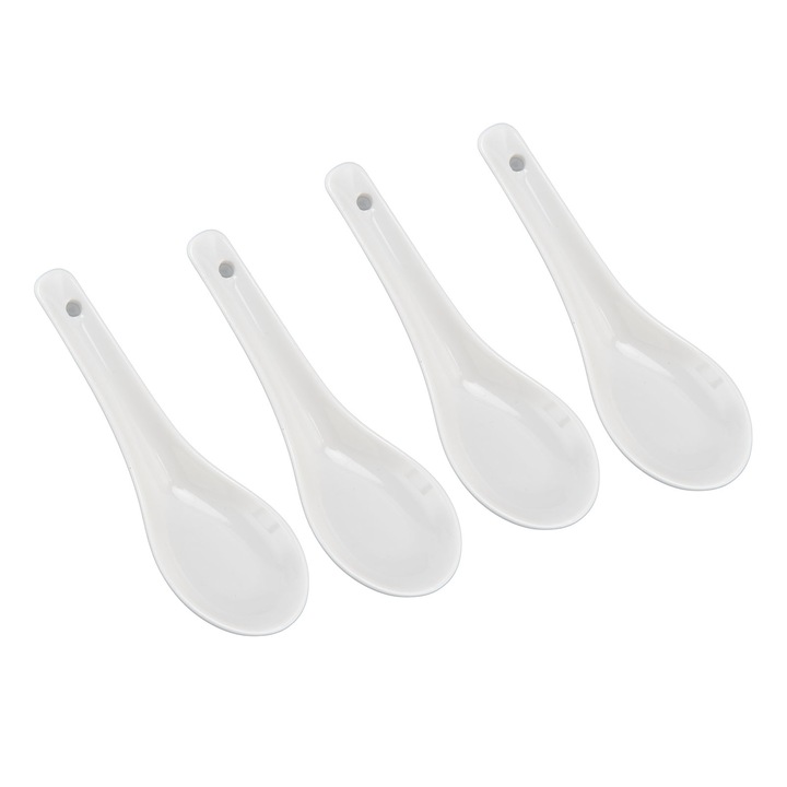 Set 4 x Lingura, Ceramica, Alb, 4x13 cm