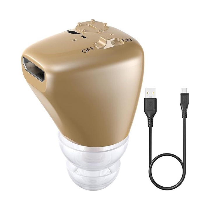 Акумулаторни слухови апарати, BOMSTOM, с цифрово намаляване на шума, USB, 500 mA, кафяв