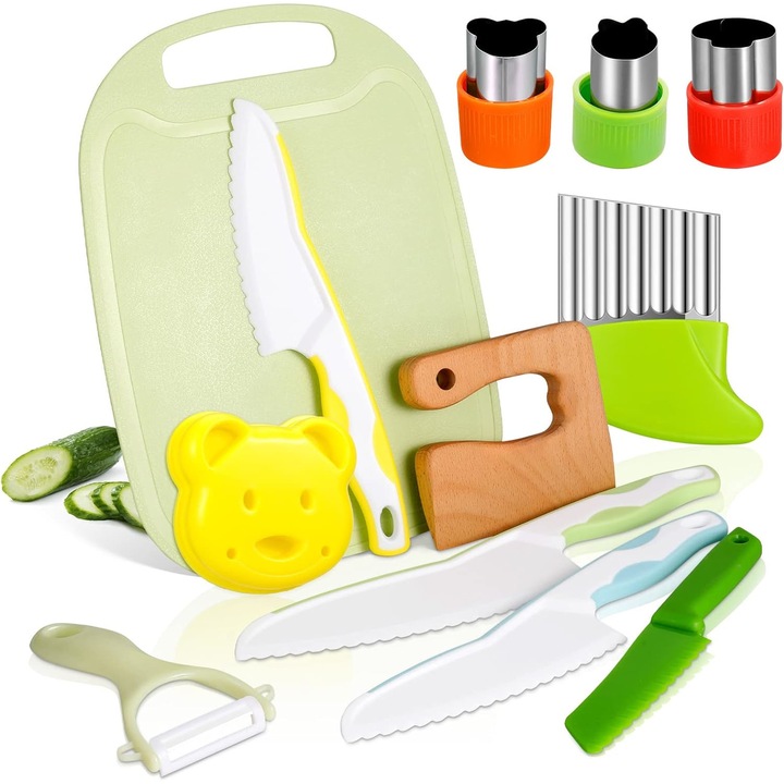 12 db-os konyhakés készlet gyerekeknek, WALALLA, Műanyag/Fa, Többszínű