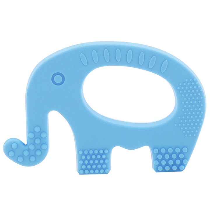 Fogzásgátló játék babáknak, Szilikon, 3 hónapos+, Kék
