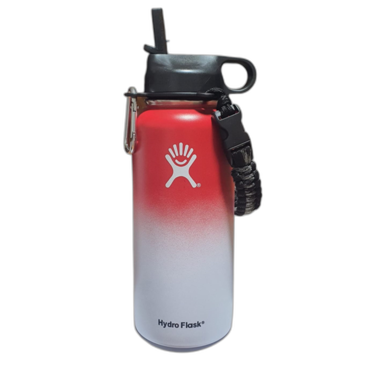 Hydro Flask бутилка за вода от неръждаема стомана и вакуумна изолация с капчка, скоба и сламка 946 ml, бордо/бял