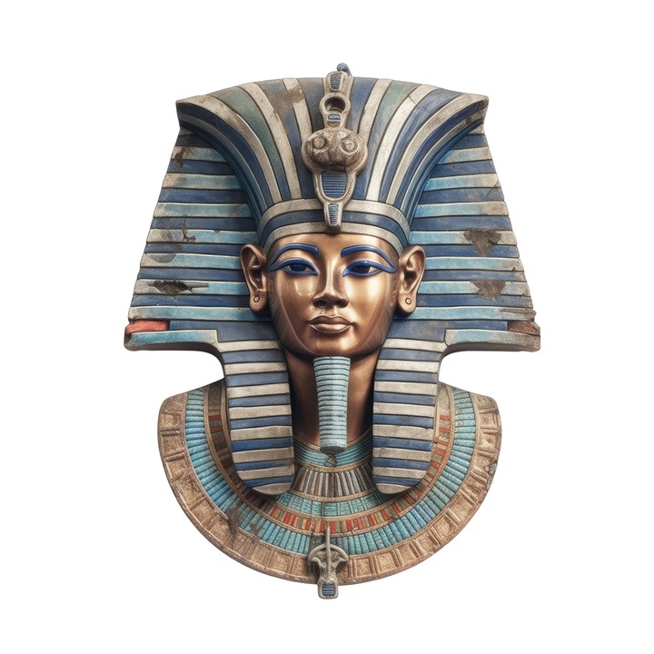 Set 5 bucati, Sticker decorativ, Bust faraon egiptean, Rezistent la apa, NO15305, 6 cm, Multicolor